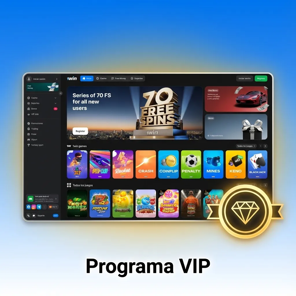 Banner de “Programa VIP” de 1win Chile con niveles de jugador, beneficios especiales, cashback y atención prioritaria