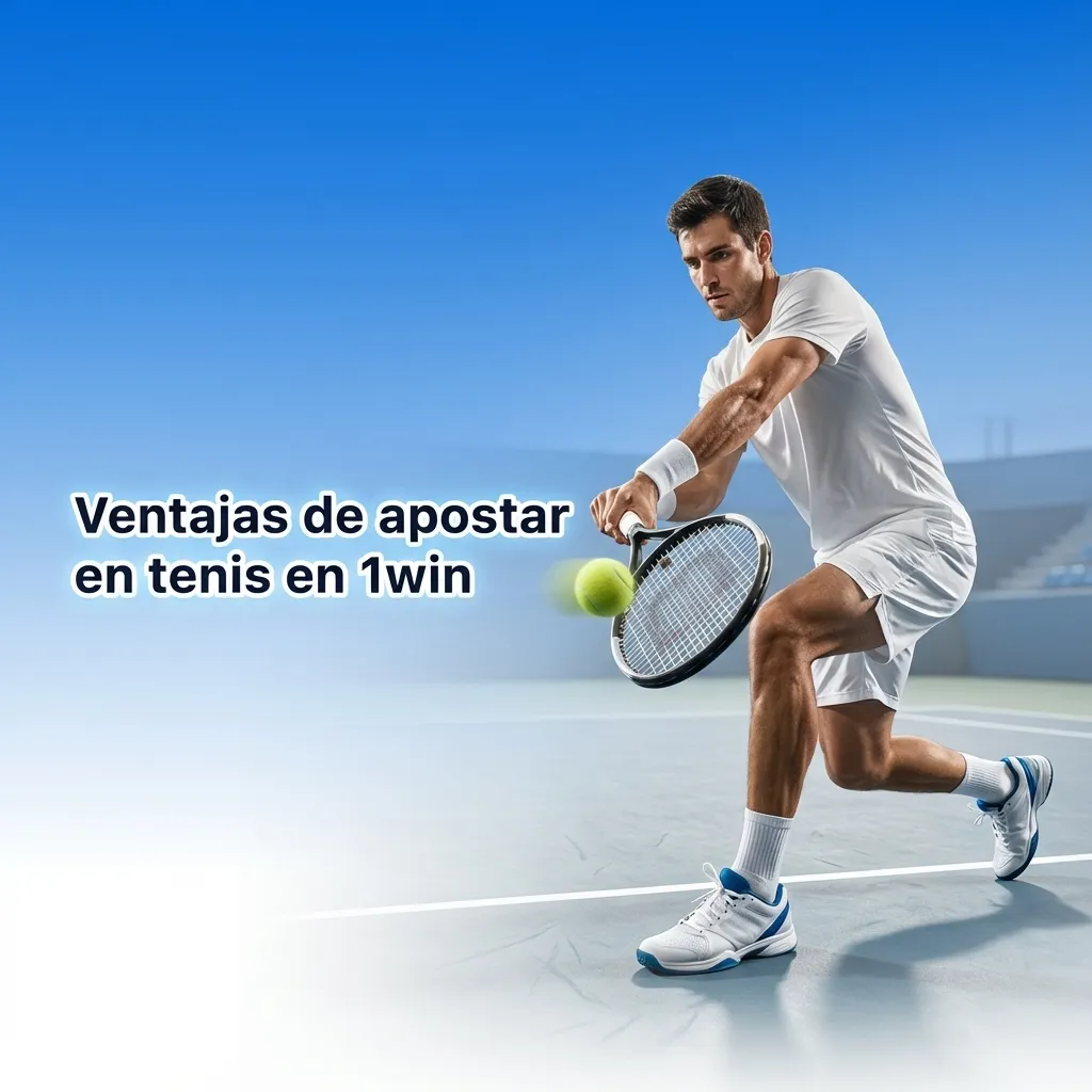 Banner en español de 1win mostrando ventajas para apostar en tenis en Chile, con lista de beneficios y torneos destacados